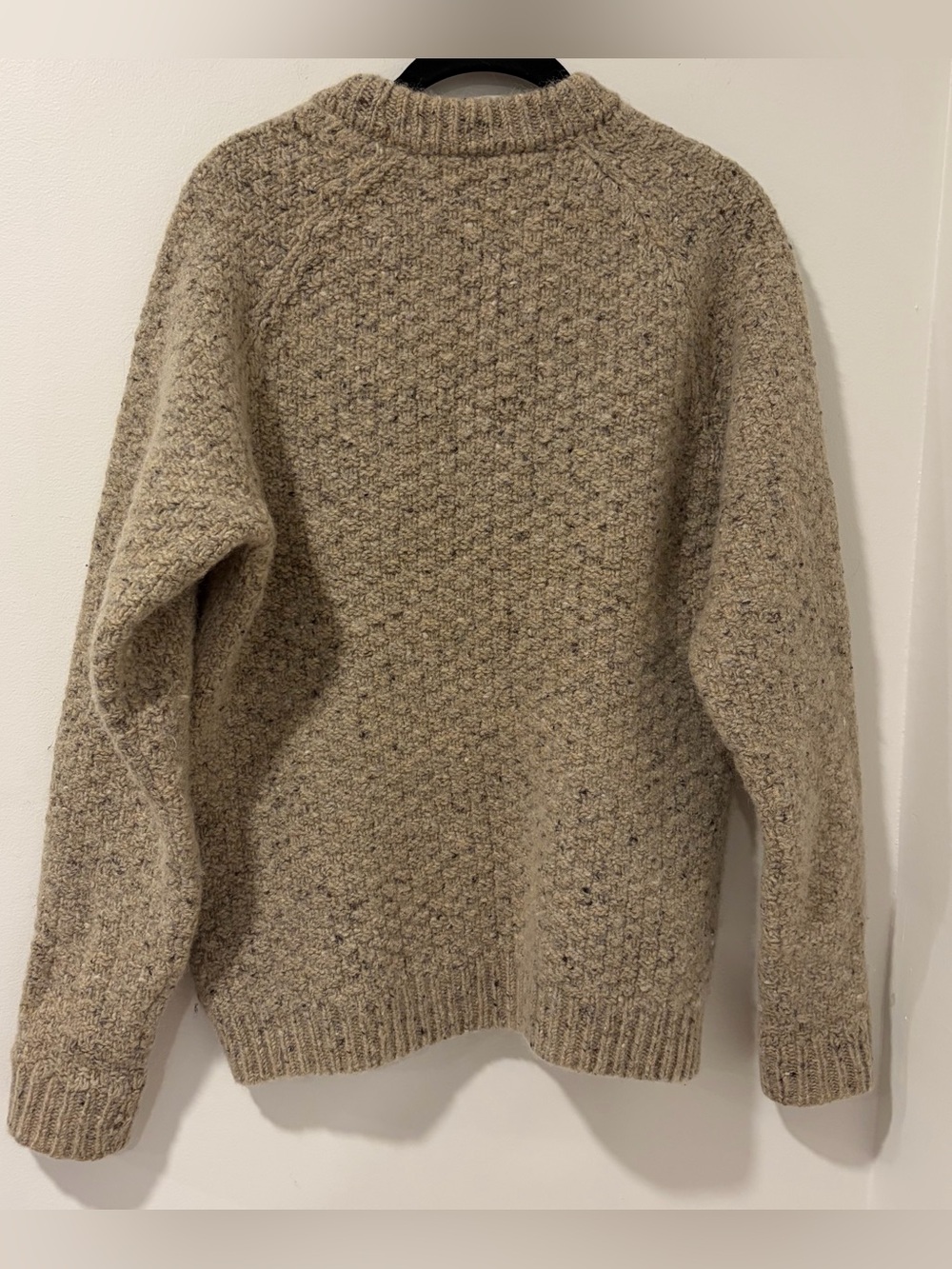 Finisterre Men’s Pure New Wool Cable Knit Oat Beige Fisherman Sweater Medium - Picture 10 of 14